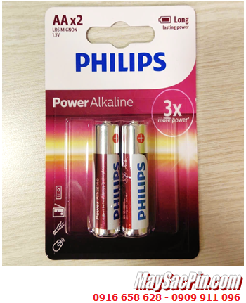 Philips LR6P2B/97; Pin AA 1.5v Philips Power Alkaline LR6P2B/97 chính hãng (Loại vỉ 2viên)